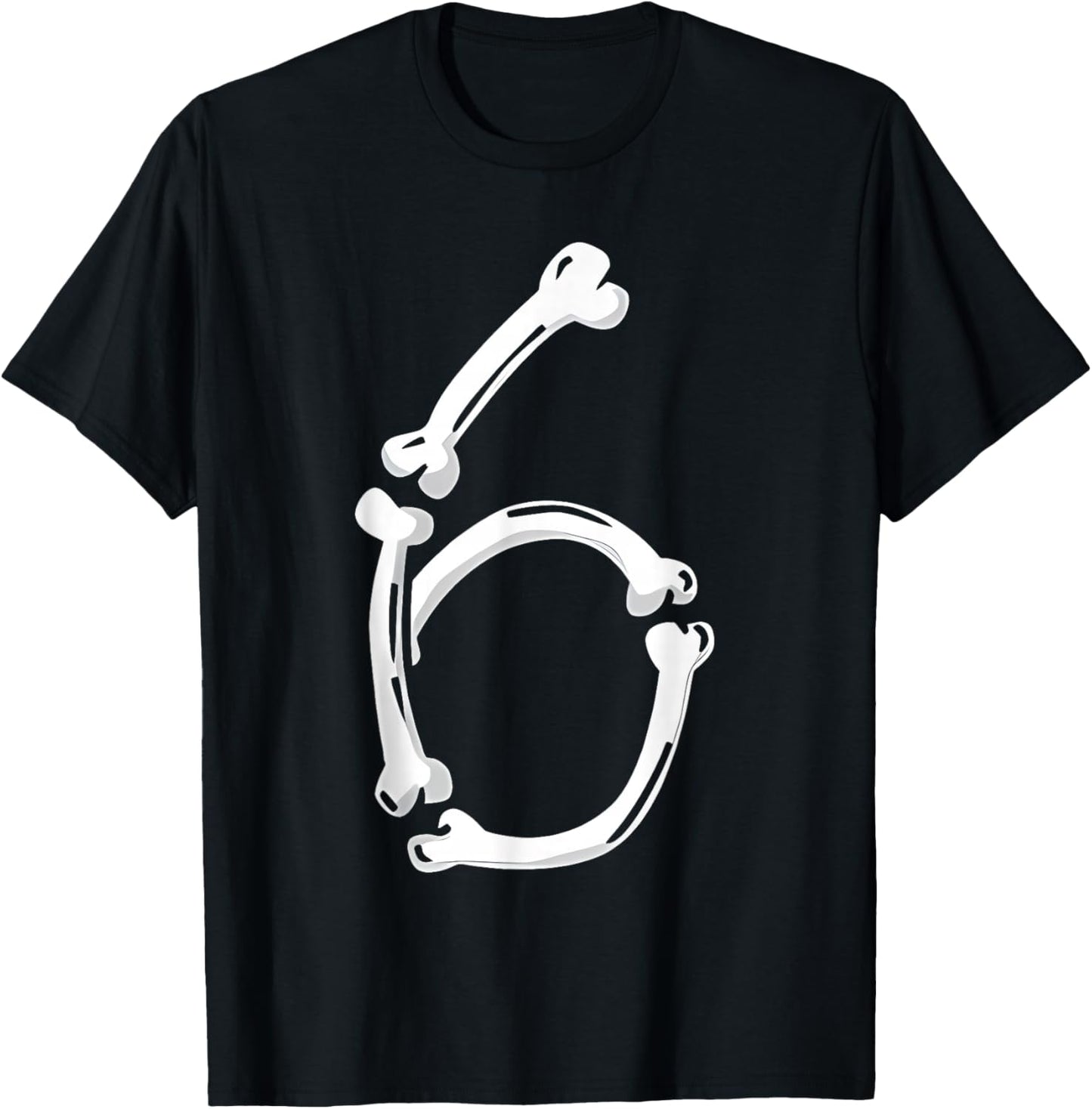 Skeleton Bone Number 6 Creepy Number 67 Six Seven Funny Meme T-Shirt - T-Shirt | Black