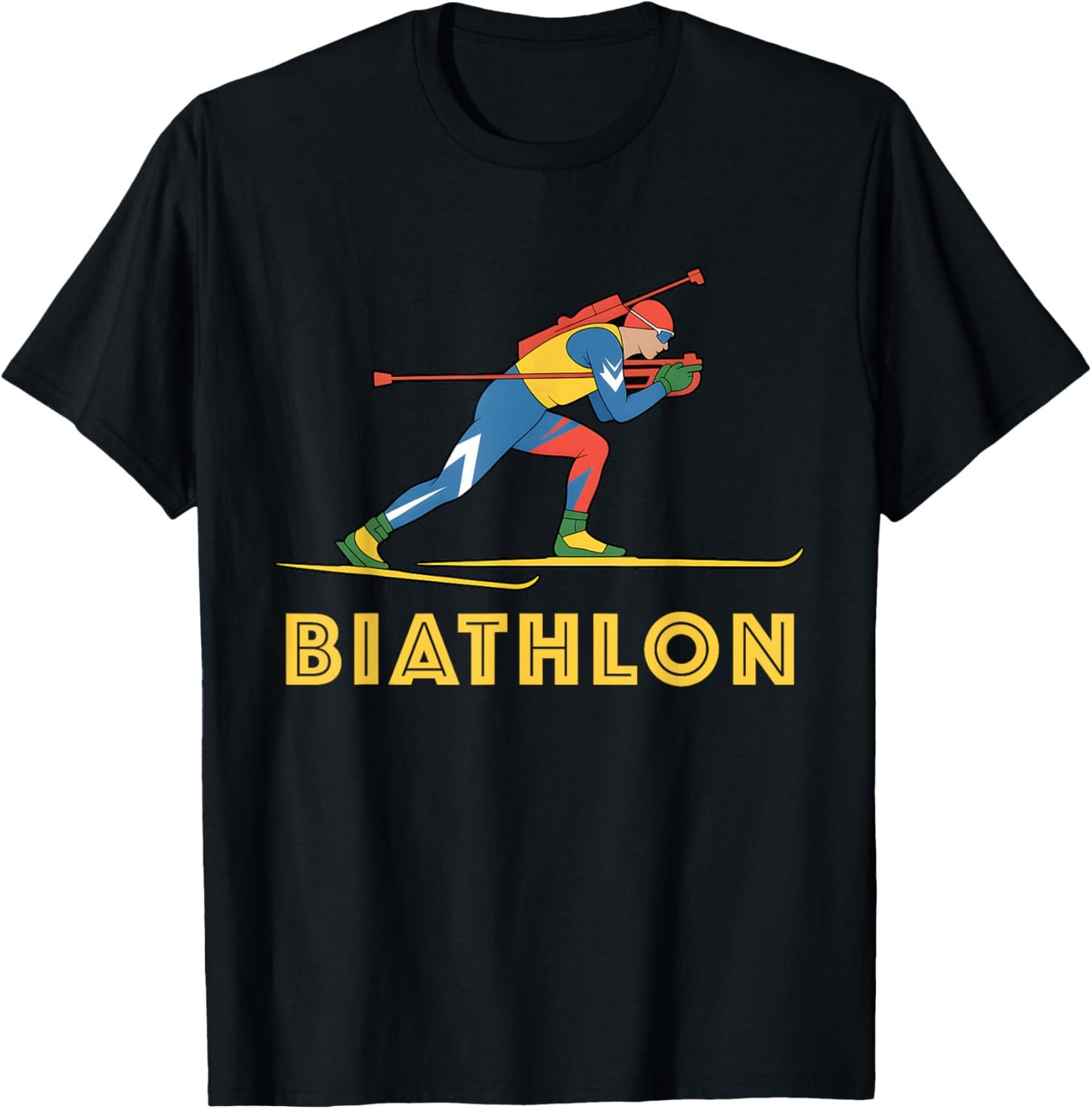 Biathlon Winter Sports Cross Country Skiing Biathlete Design T-Shirt - T-Shirt | Black