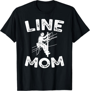 Line Mom Lineman Mom of A Lineman Mama Line Mother T-Shirt - T-Shirt | Black