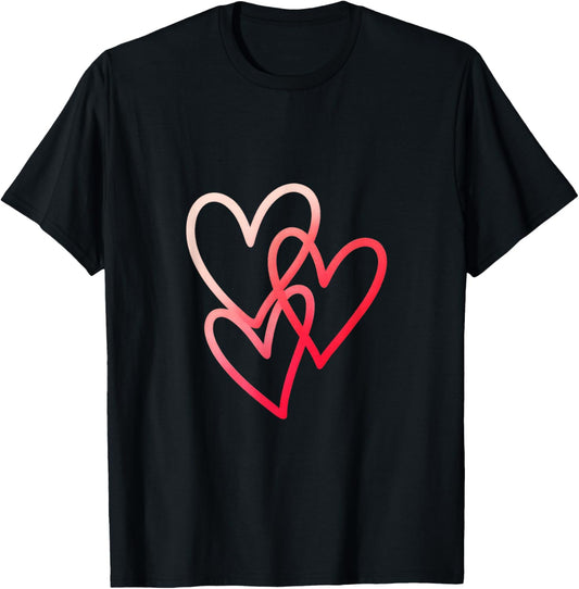 Heart Overlap - Valentines Day Love Design T-Shirt - T-Shirt | Black