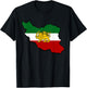 Iran Map Lion and Sun Persian Pahlavi Flag T-Shirt - T-Shirt | Black