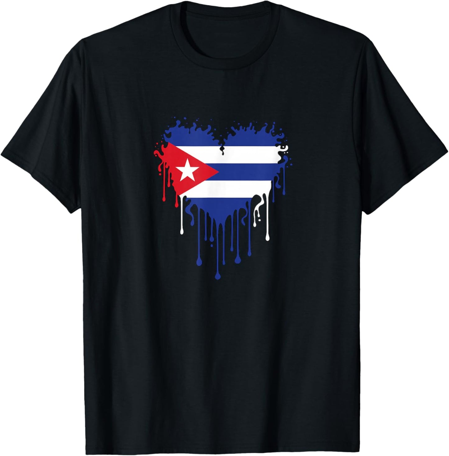 Cuba Flag Heart Drip Hispanic Heritage Cuban Pride T-Shirt - T-Shirt | Black