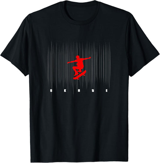 Skate Logo Motif Skate Kick Push Boys Skater T-Shirt - T-Shirt | Black