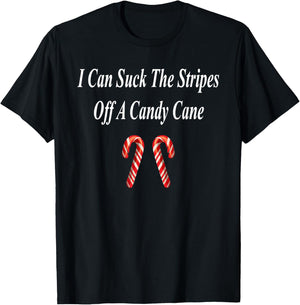 Candy Cane Christmas Funny Naughty Dirty Raunchy Gift Adult T-Shirt - T-Shirt | Black