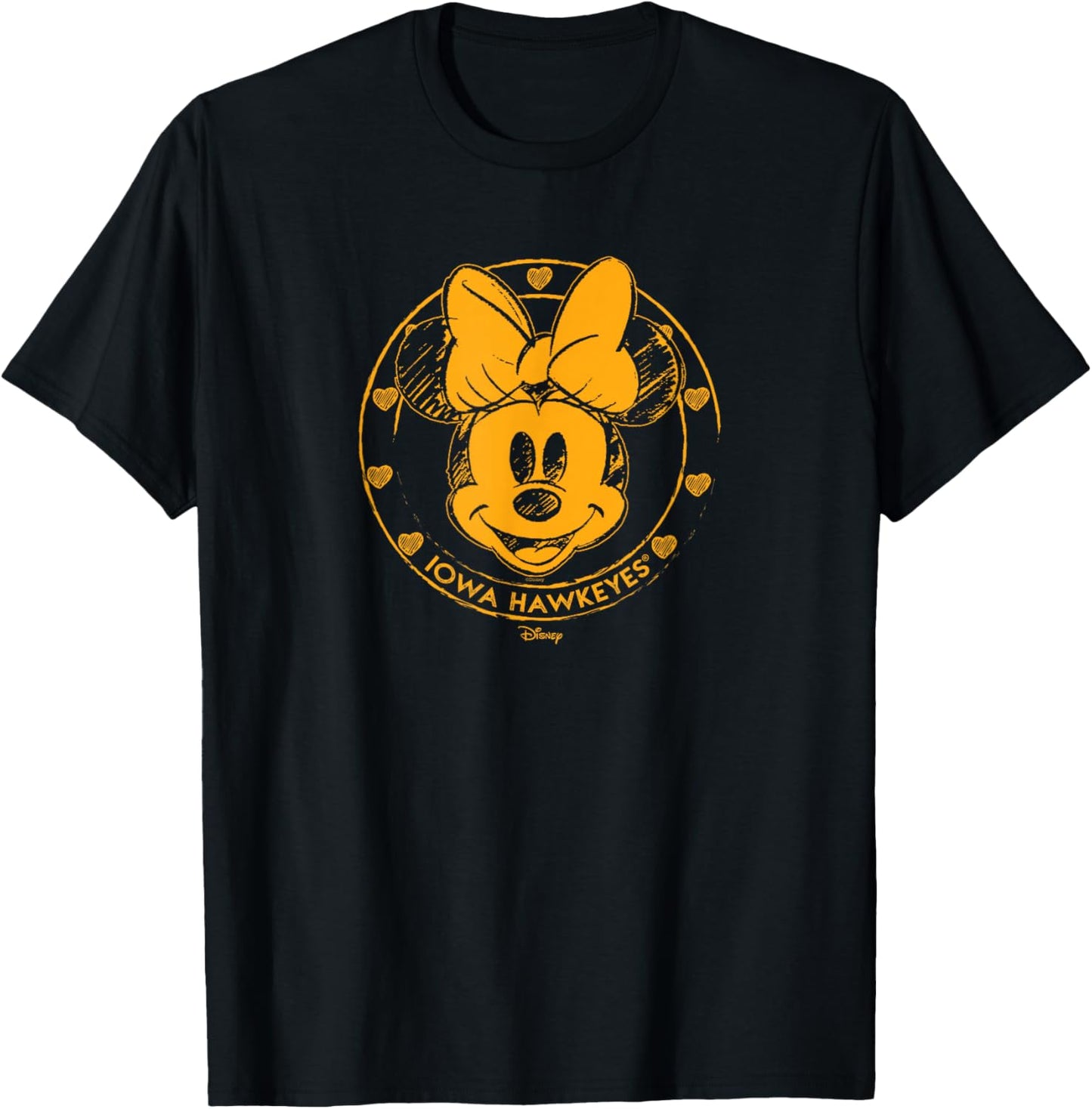 Iowa Hawkeyes Minnie Mouse Sketch Black Officially Licensed T-Shirt - T-Shirt | Black