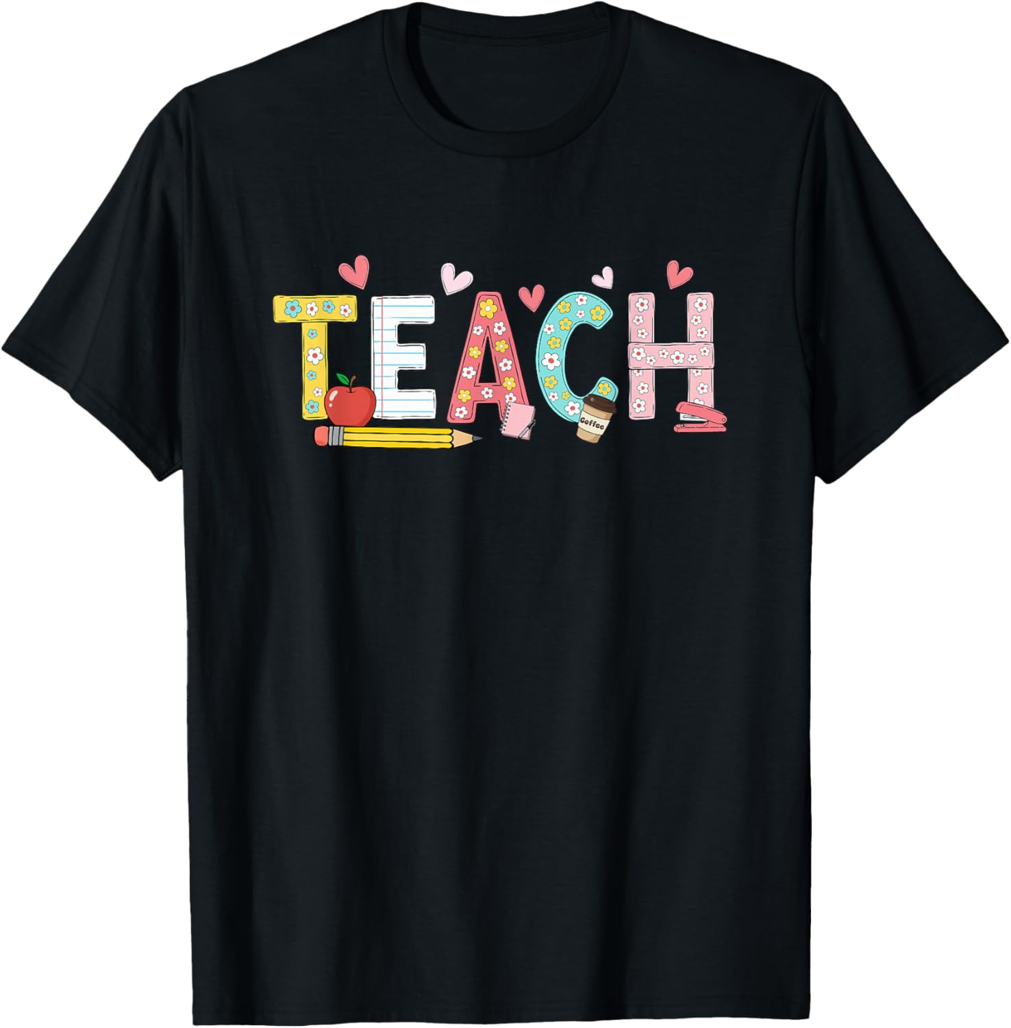 Teach Back to School Cute Teacher Teachers T-Shirt - T-Shirt | Black