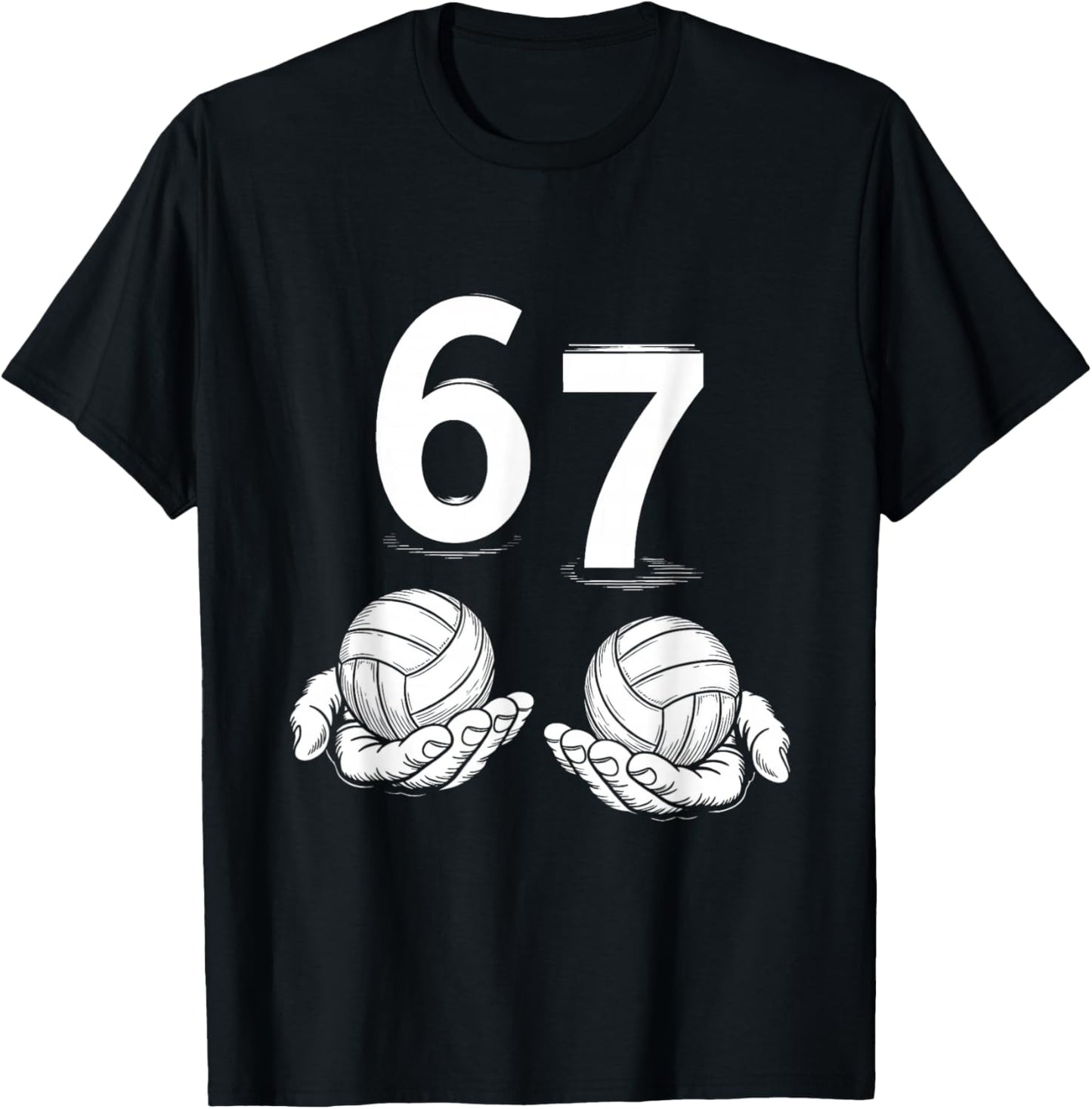 Volleyball Meme 67 Six Seven Funny Number Humor Gen Alpha T-Shirt - T-Shirt | Black