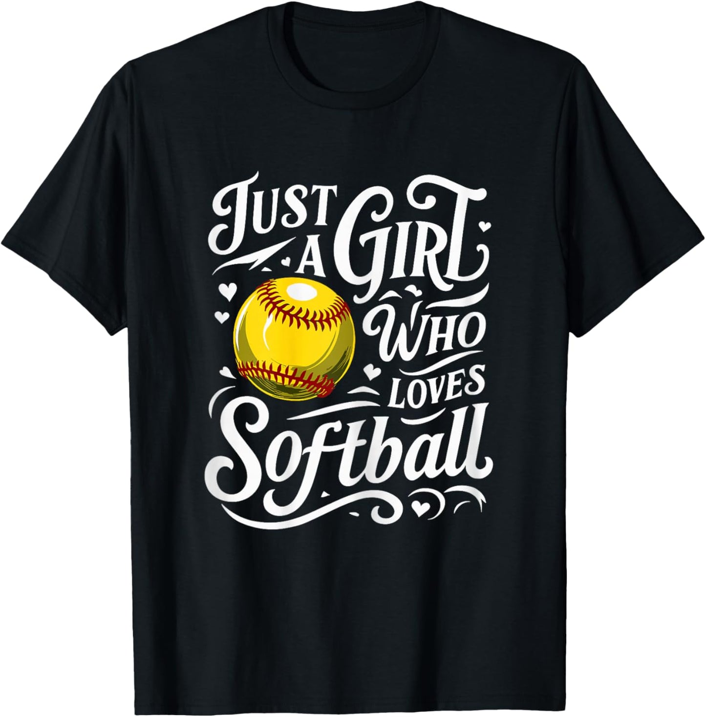 Just A Girl Who Loves Softball T-Shirt - T-Shirt | Black