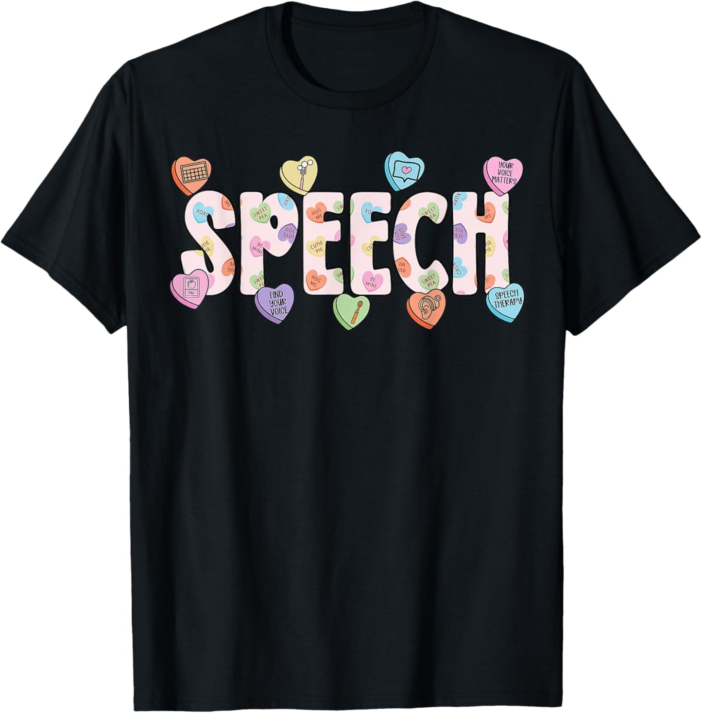 Speech Language Pathologist Valentines Day SLP Therapy T-Shirt - T-Shirt | Black