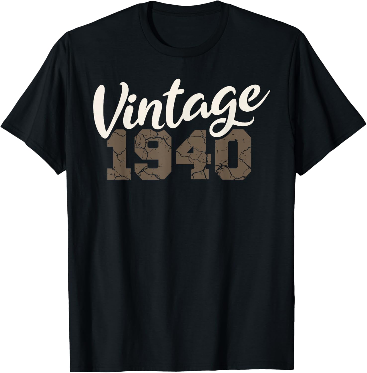 Vintage 1940 Birthday Men Women Retro Distressed Graphic T-Shirt - T-Shirt | Black