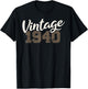 Vintage 1940 Birthday Men Women Retro Distressed Graphic T-Shirt - T-Shirt | Black