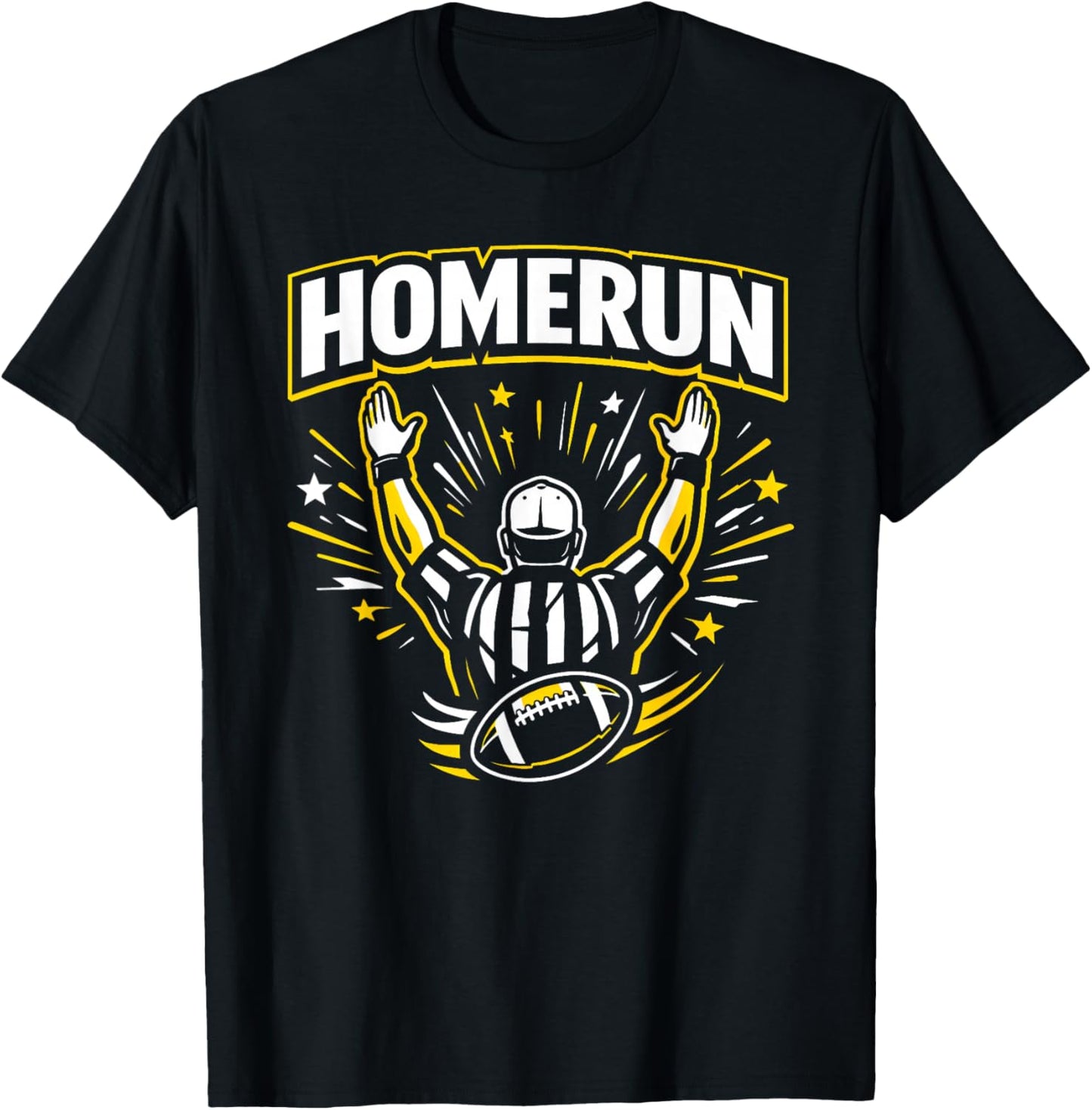 Funny Football Referee Touchdown Baseball Homerun Design T-Shirt - T-Shirt | Black