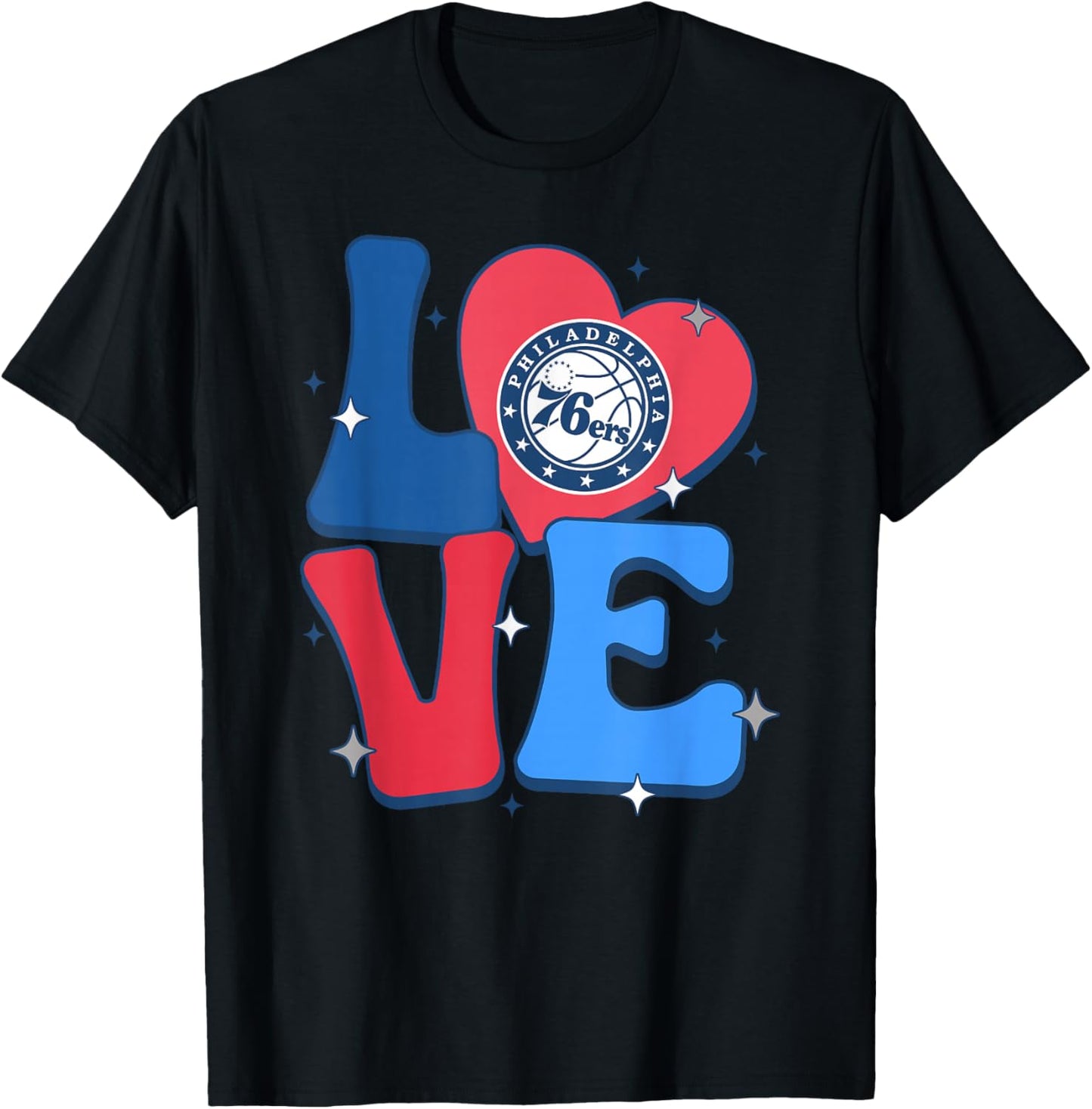 NBA Philadelphia 76ers Valentine's Day Love T-Shirt - T-Shirt | Black