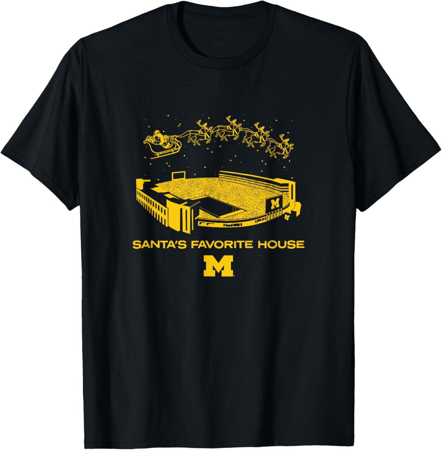 Santa's Favorite House - Michigan Wolverines Football T-Shirt - T-Shirt | Black