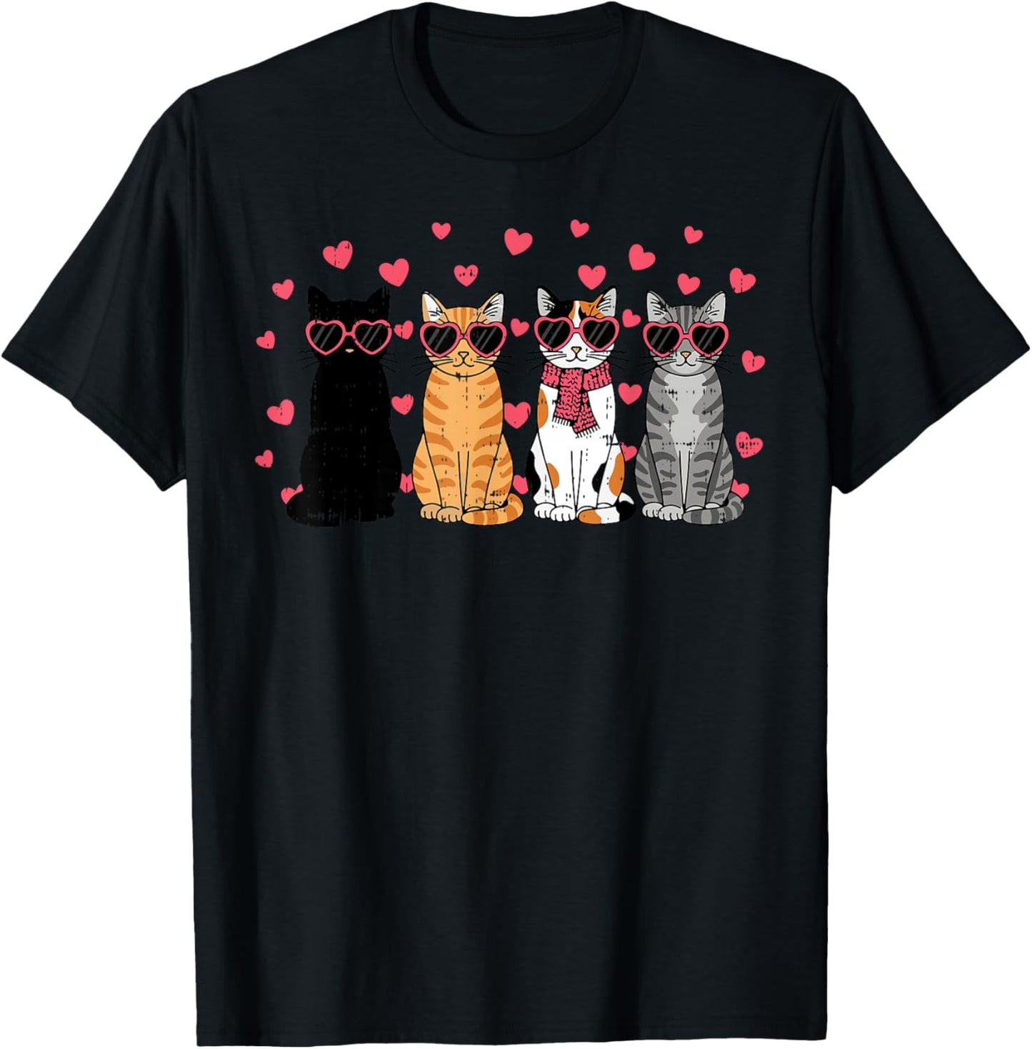 Cats Valentine Cat Kitten Valentines Day Men Women Kids T-Shirt - T-Shirt | Black