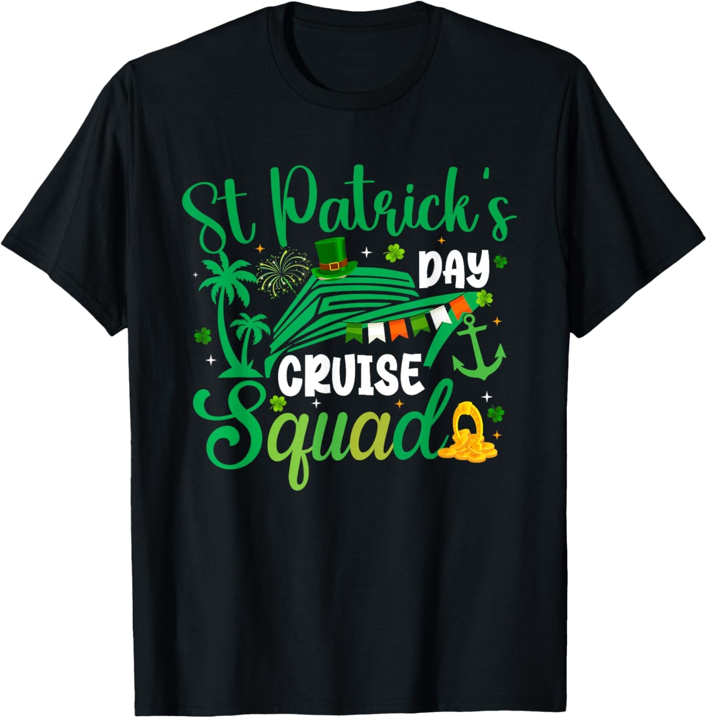 Funny St. Patrick’s Day Cruise Vacation Group Outfit T-Shirt - T-Shirt | Black