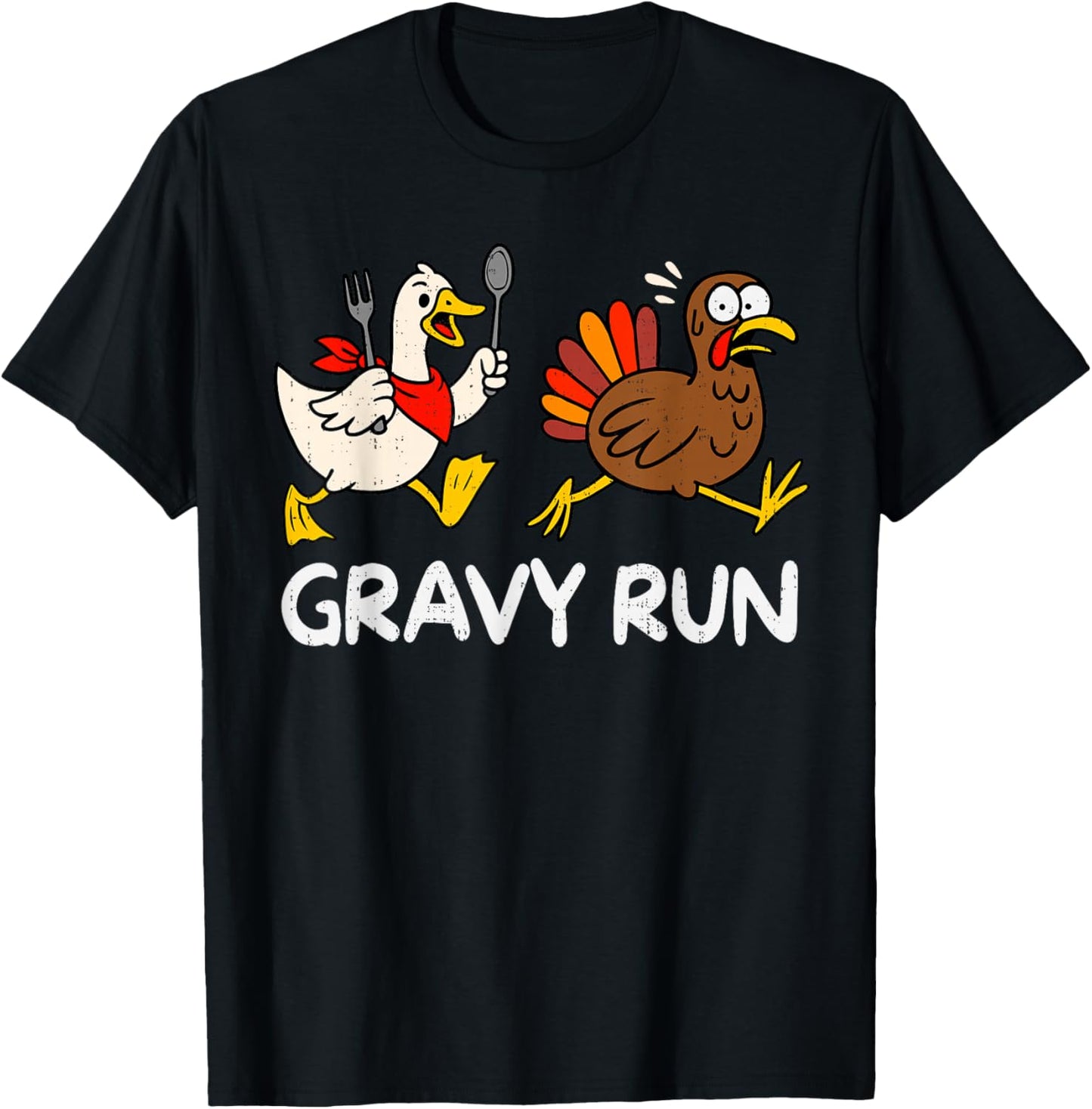 Gravy Run Goose Turkey Trot Funny Thanksgiving Run Running T-Shirt - T-Shirt | Black