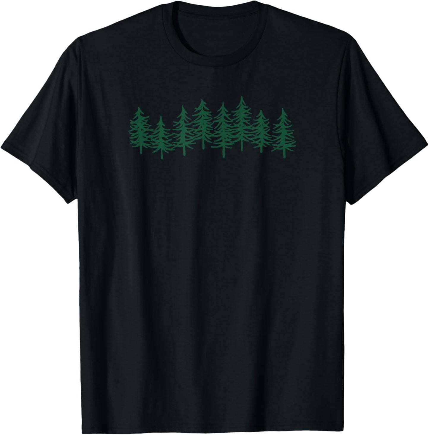 Simple Evergreen Tree Illustration, Cool Nature T-Shirt - T-Shirt | Black