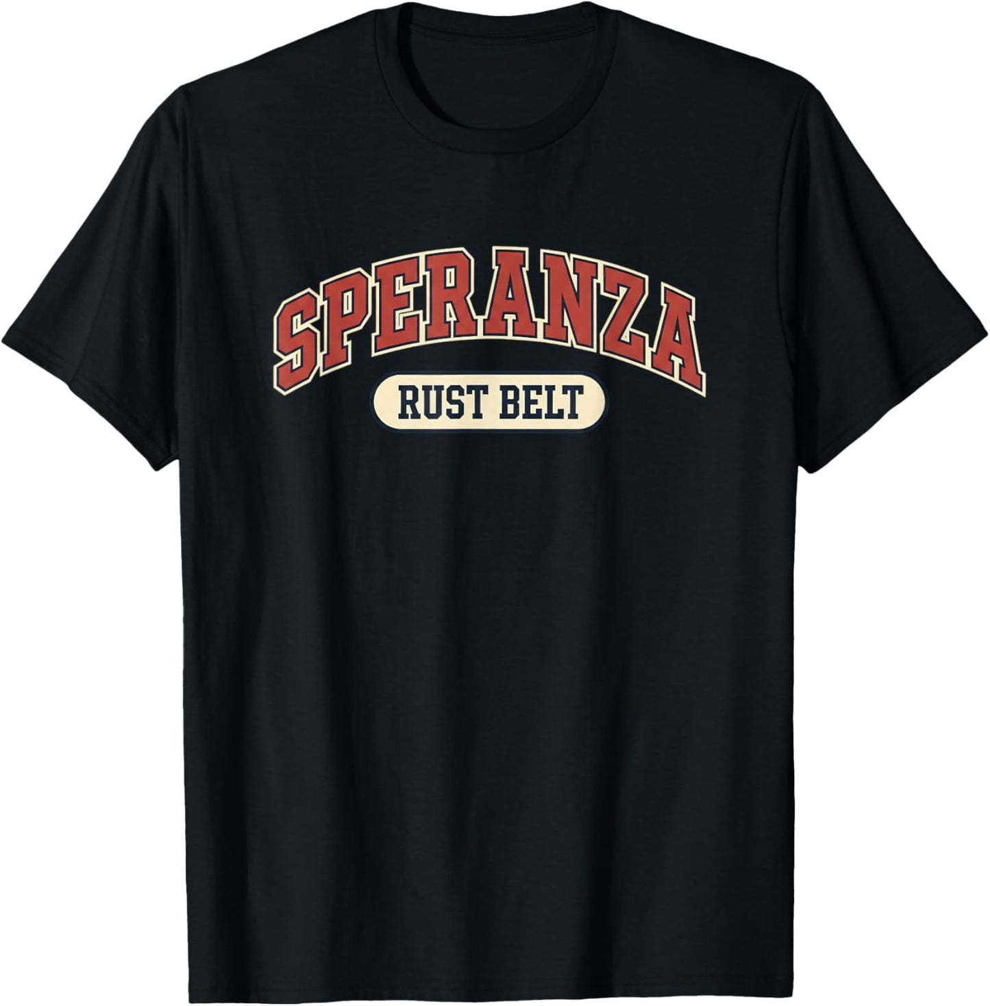 Speranza Rust Belt Vintage Outdoors Gaming Collegiate Logo T-Shirt - T-Shirt | Black