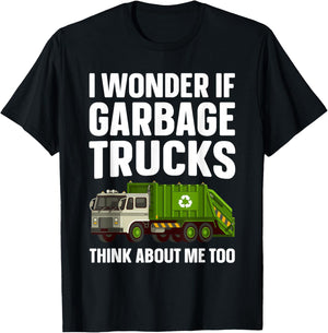 Garbage Truck Art Women Kids Recycling Garbage Truck T-Shirt - T-Shirt | Black