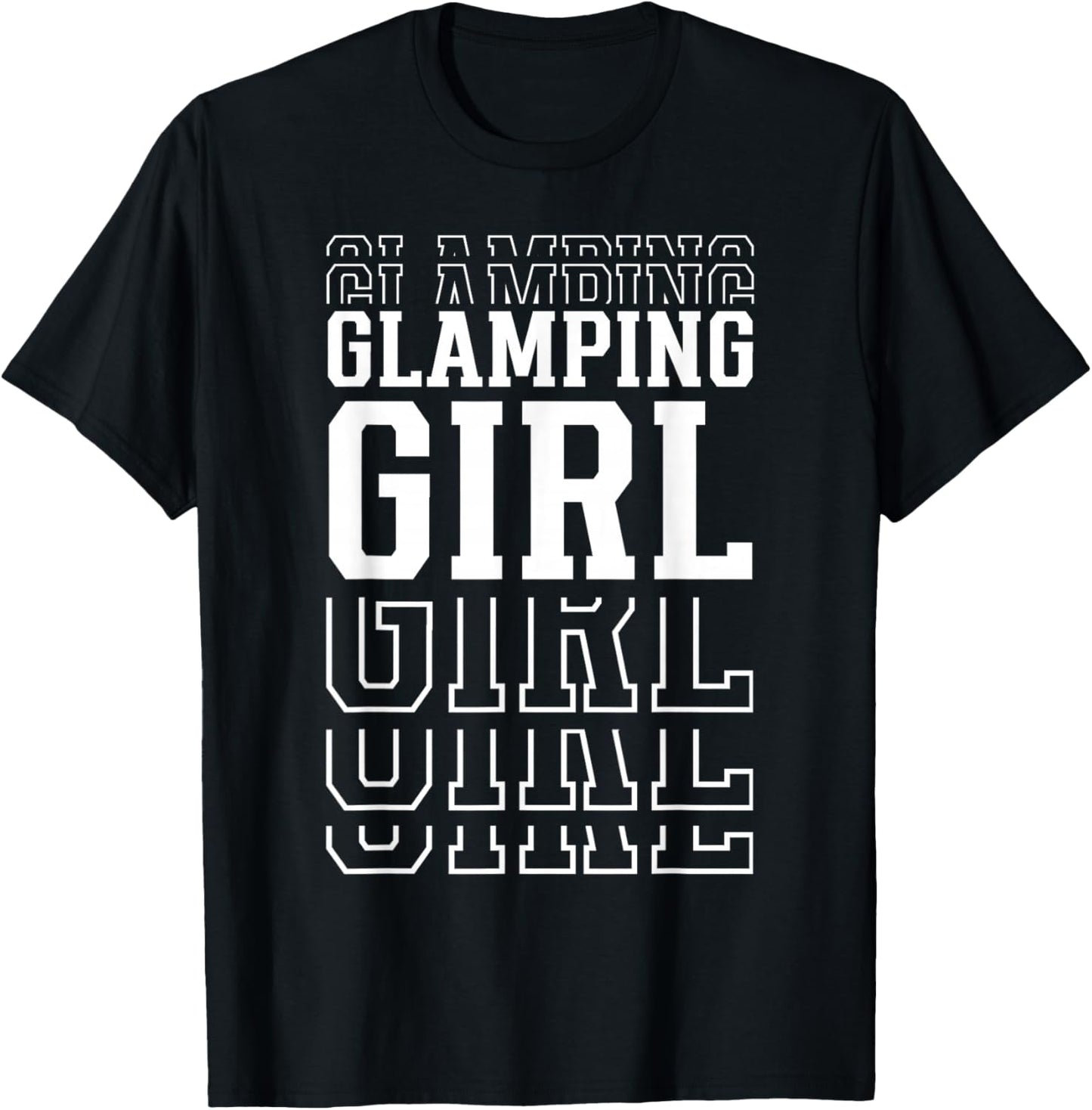 Glamping Girl Funny Layered Text Daughter Youth Kids T-Shirt - T-Shirt | Black