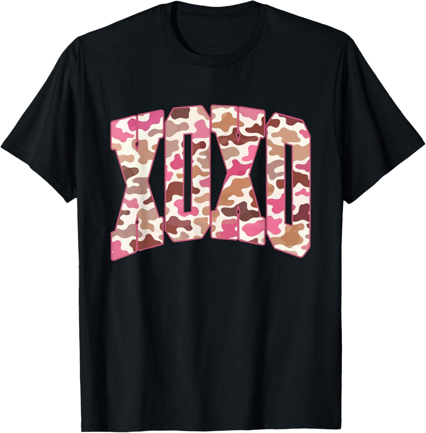 Retro Distressed Camo XOXO Valentine Love Be Mine Cute Girly T-Shirt - T-Shirt | Black