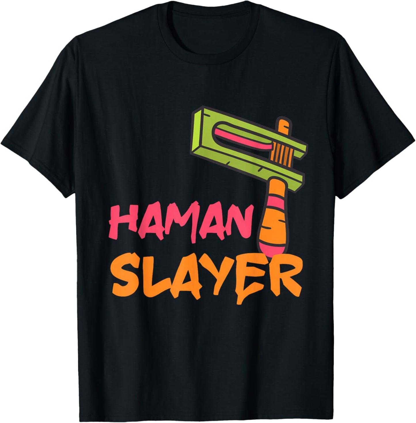 Haman Slayer Happy Purim Grogger Jewish Queen Esther Party T-Shirt - T-Shirt | Black