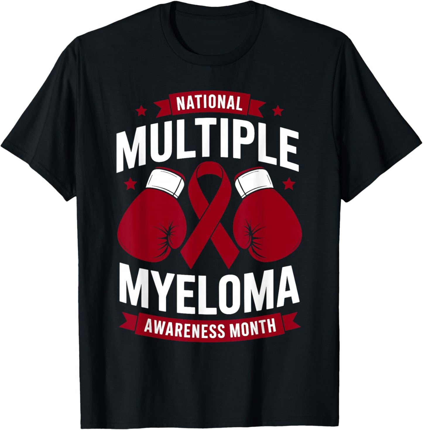 National Multiple Myeloma Awareness Month Burgundy Ribbon T-Shirt - T-Shirt | Black