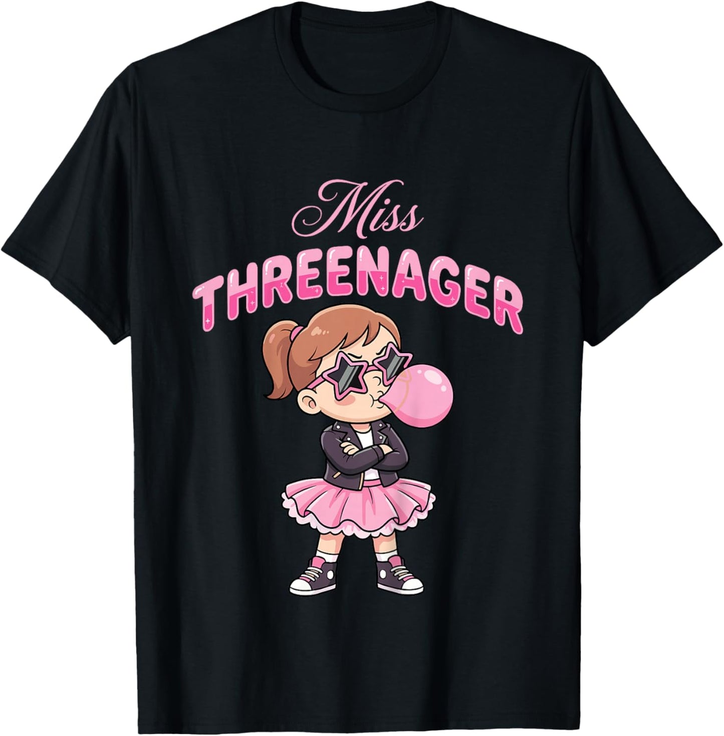 Funny Miss Threenager 3rd Birthday 3 Years Girls T-Shirt - T-Shirt | Black