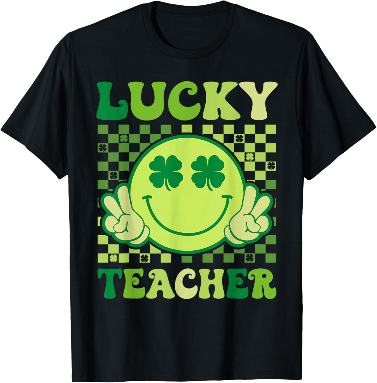 Groovy St Patricks Day Lucky Teacher Saint Paddys Men Women T-Shirt - T-Shirt | Black