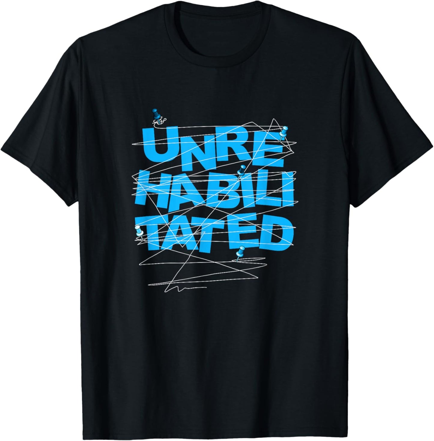 Blue Color Unrehabilitated Blue Graphic T-Shirt - T-Shirt | Black