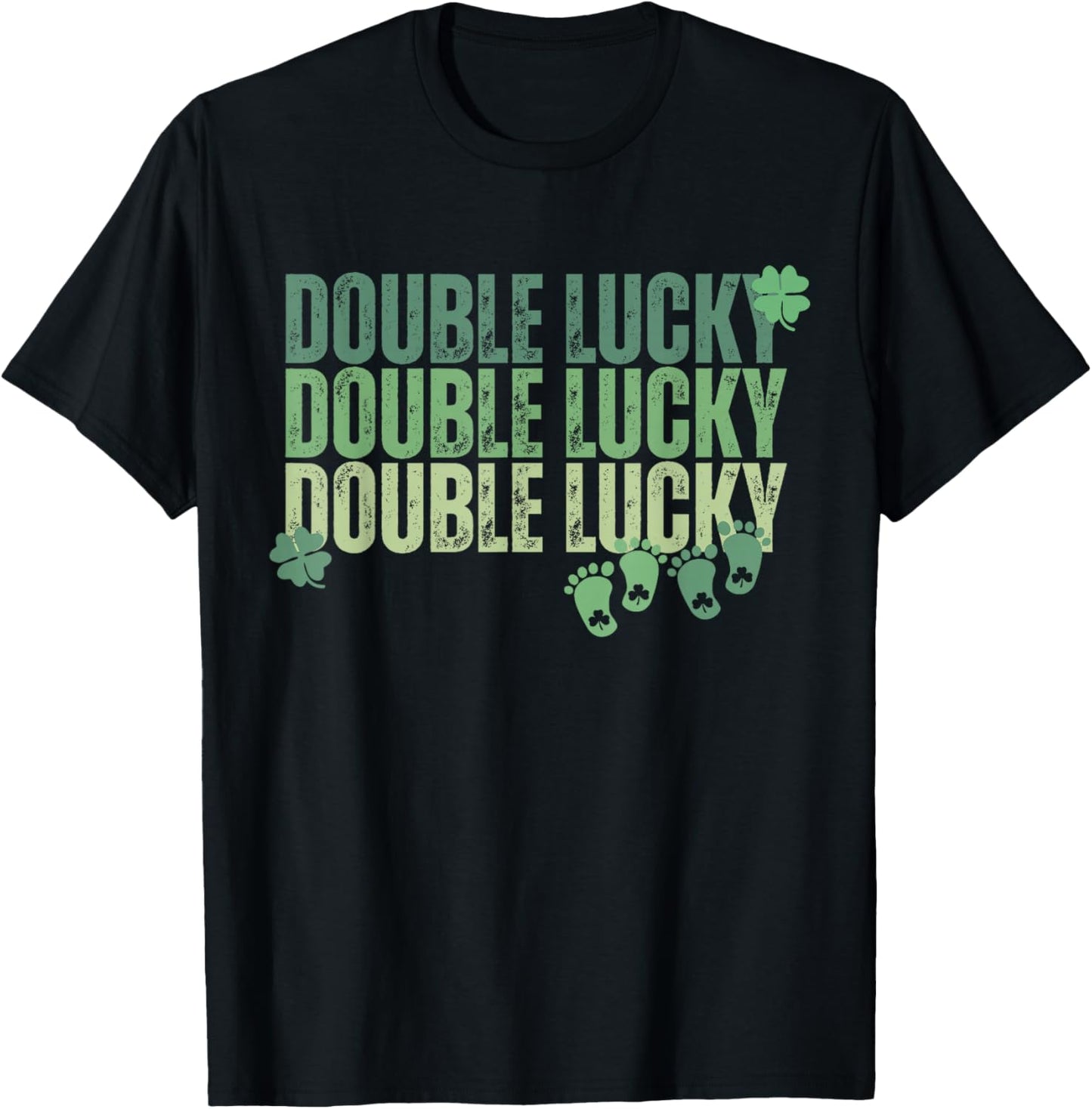 Twin Pregnancy Announcement St Patricks Day Expecting Reveal T-Shirt - T-Shirt | Black