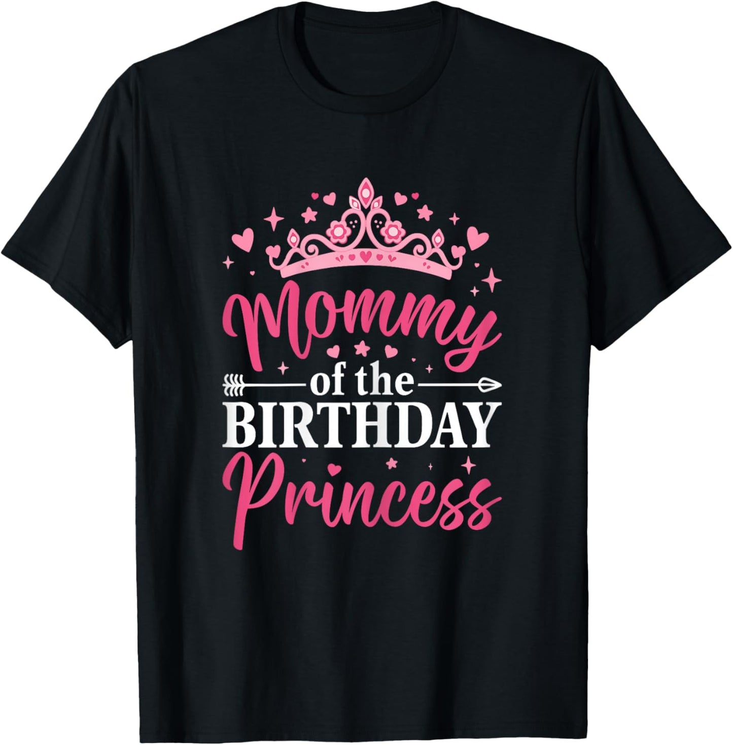 Mommy of The Birthday Princess Pink Crown Mom T-Shirt - T-Shirt | Black