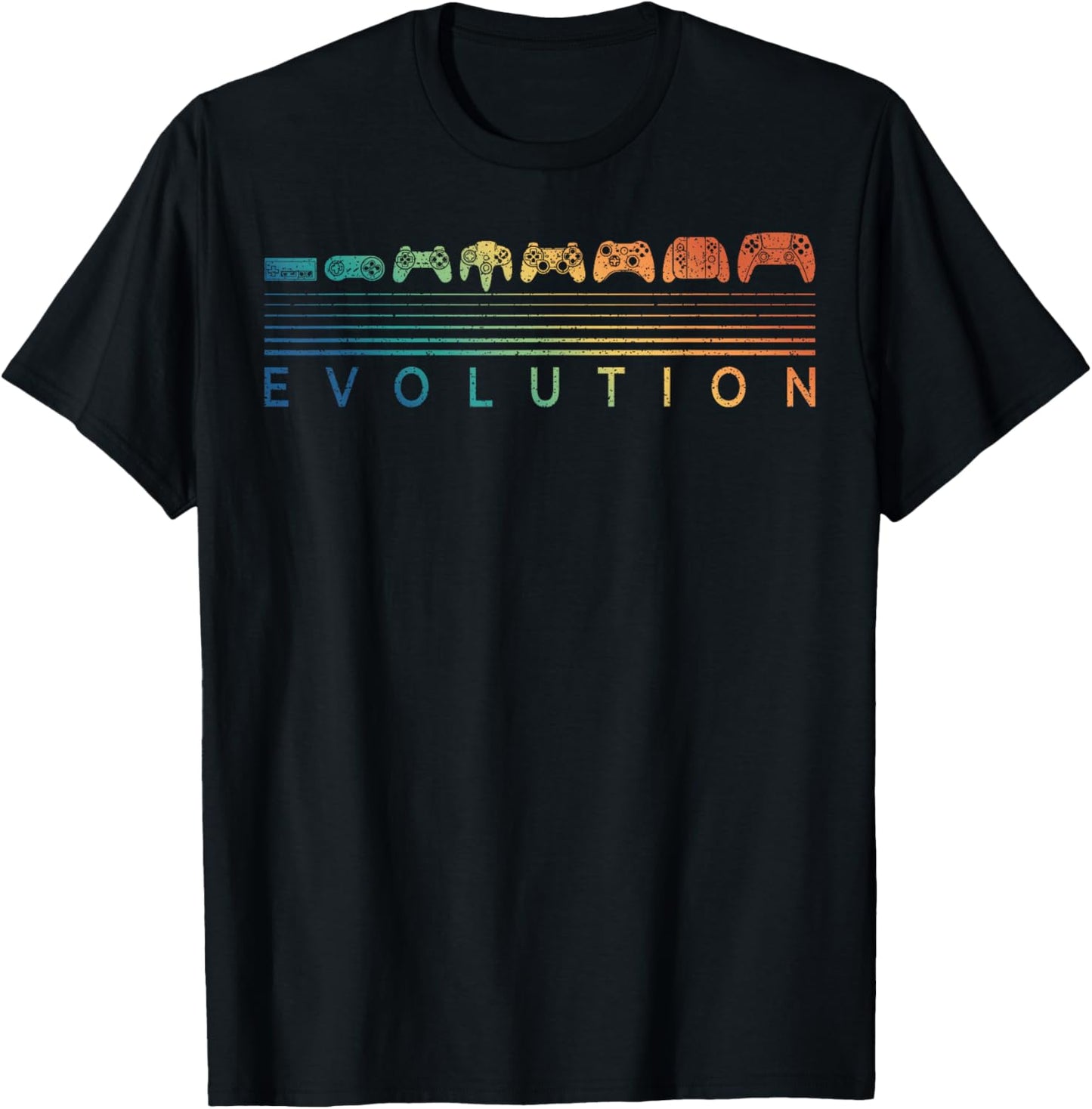 Video Game Controller Evolution Gamer 80s 90s Retro Gaming T-Shirt - T-Shirt | Black