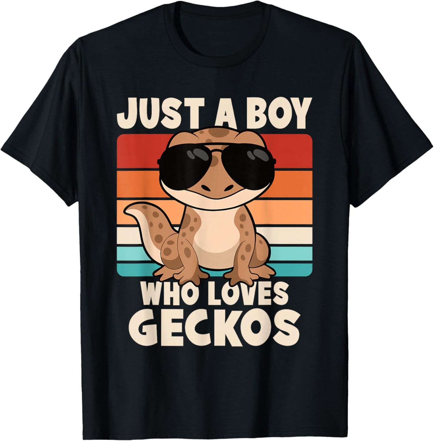 Just A Boy Who Loves Geckos Funny Leopard Gecko Lizard Kids T-Shirt - T-Shirt | Black