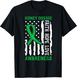 Kidney Disease Awareness US Flag Kidney Disease Survivor T-Shirt - T-Shirt | Black