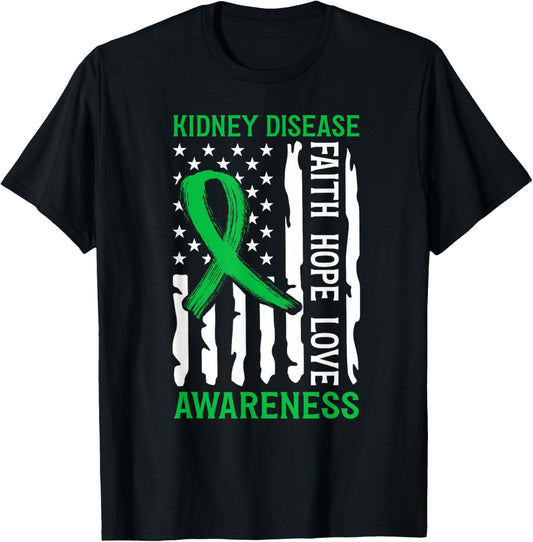 Kidney Disease Awareness US Flag Kidney Disease Survivor T-Shirt - T-Shirt | Black
