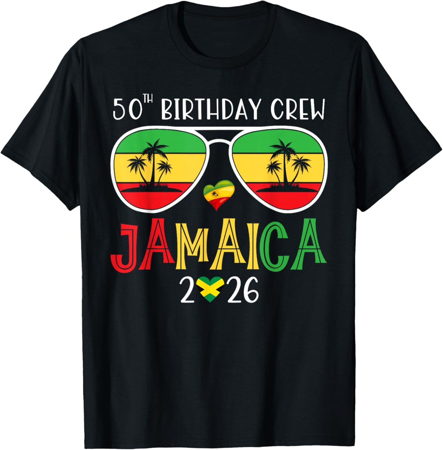 50th Birthday Crew Jamaica 2026 50 Years Old Bday Party Trip T-Shirt - T-Shirt | Black