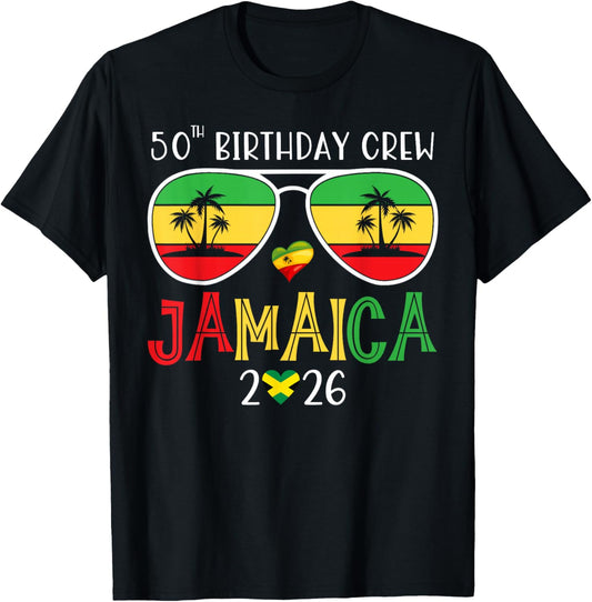 50th Birthday Crew Jamaica 2026 50 Years Old Bday Party Trip T-Shirt - T-Shirt | Black