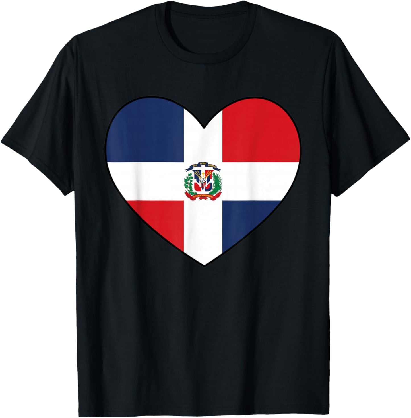 Dominican Republic Flag Patriotic Heart Men Women Kids T-Shirt - T-Shirt | Black