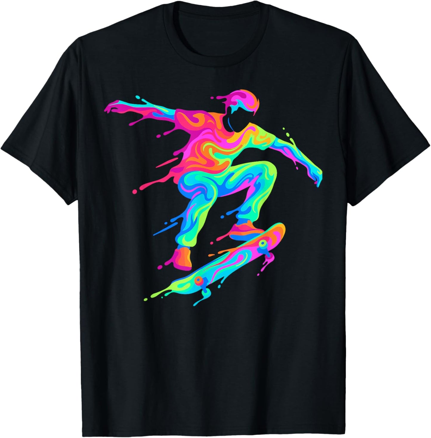 Cool Skater Skateboard Player Skateboarding Men Kids Boys T-Shirt - T-Shirt | Black