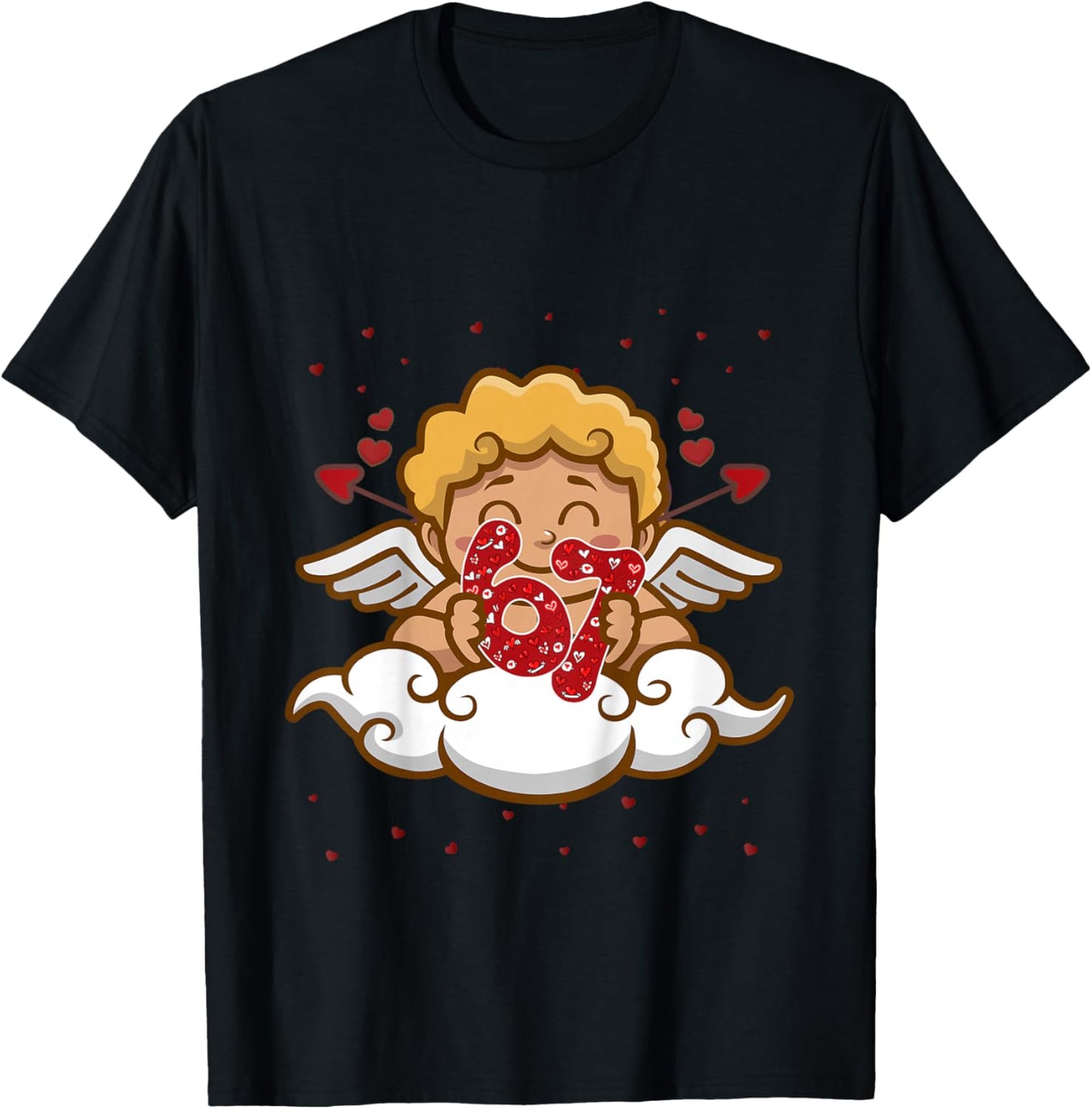 Kids 6 7 Meme Six Seven Cupid 67 Valentines Day Toddler T-Shirt - T-Shirt | Black