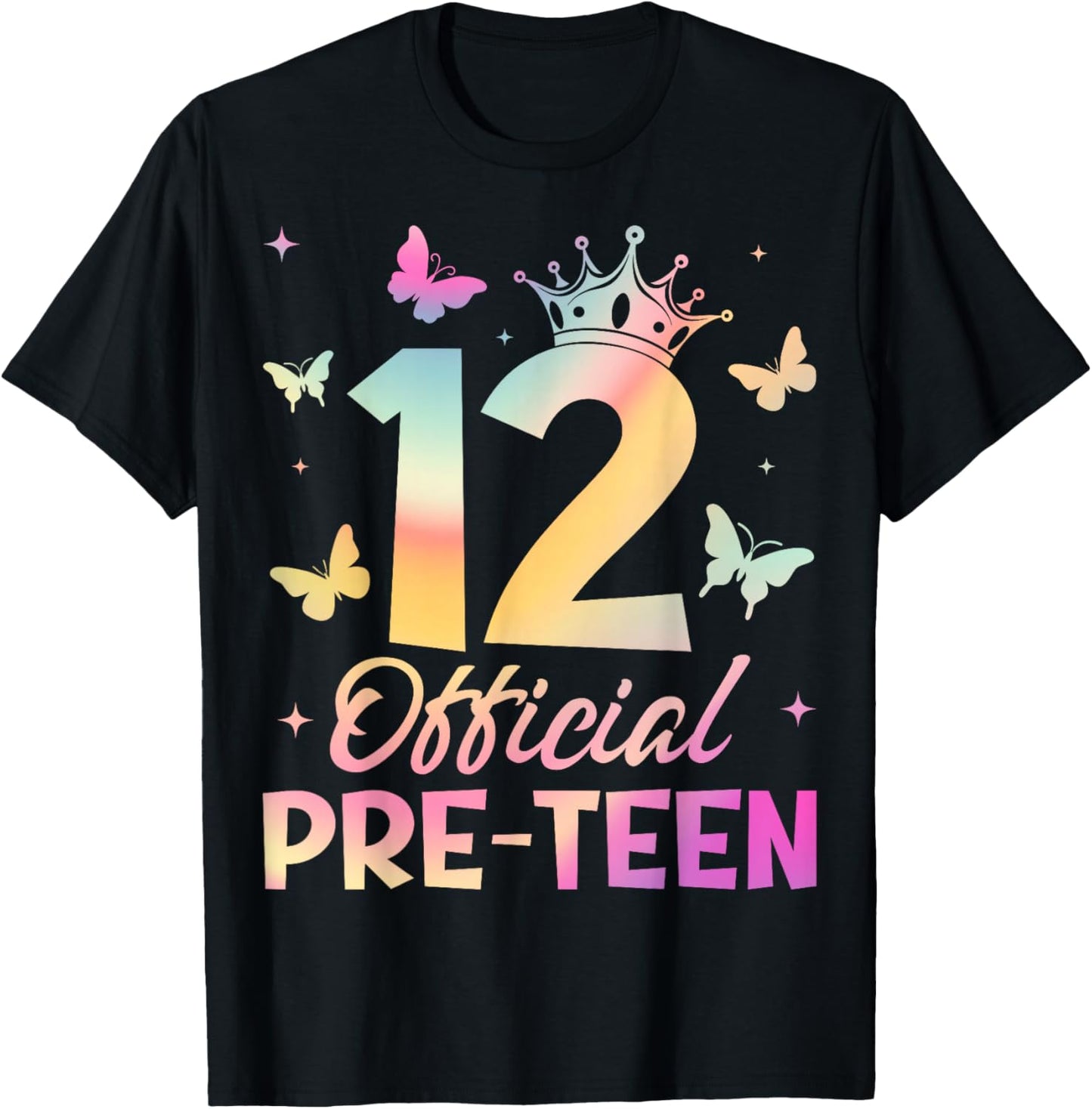 Crown 12th Birthday Party 12 Official Pre-Teen Birthday Girl T-Shirt - T-Shirt | Black