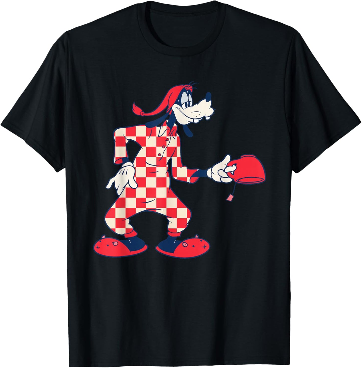 Disney Goofy Checkered Pajamas Slumber Party PJs Pose T-Shirt - T-Shirt | Black