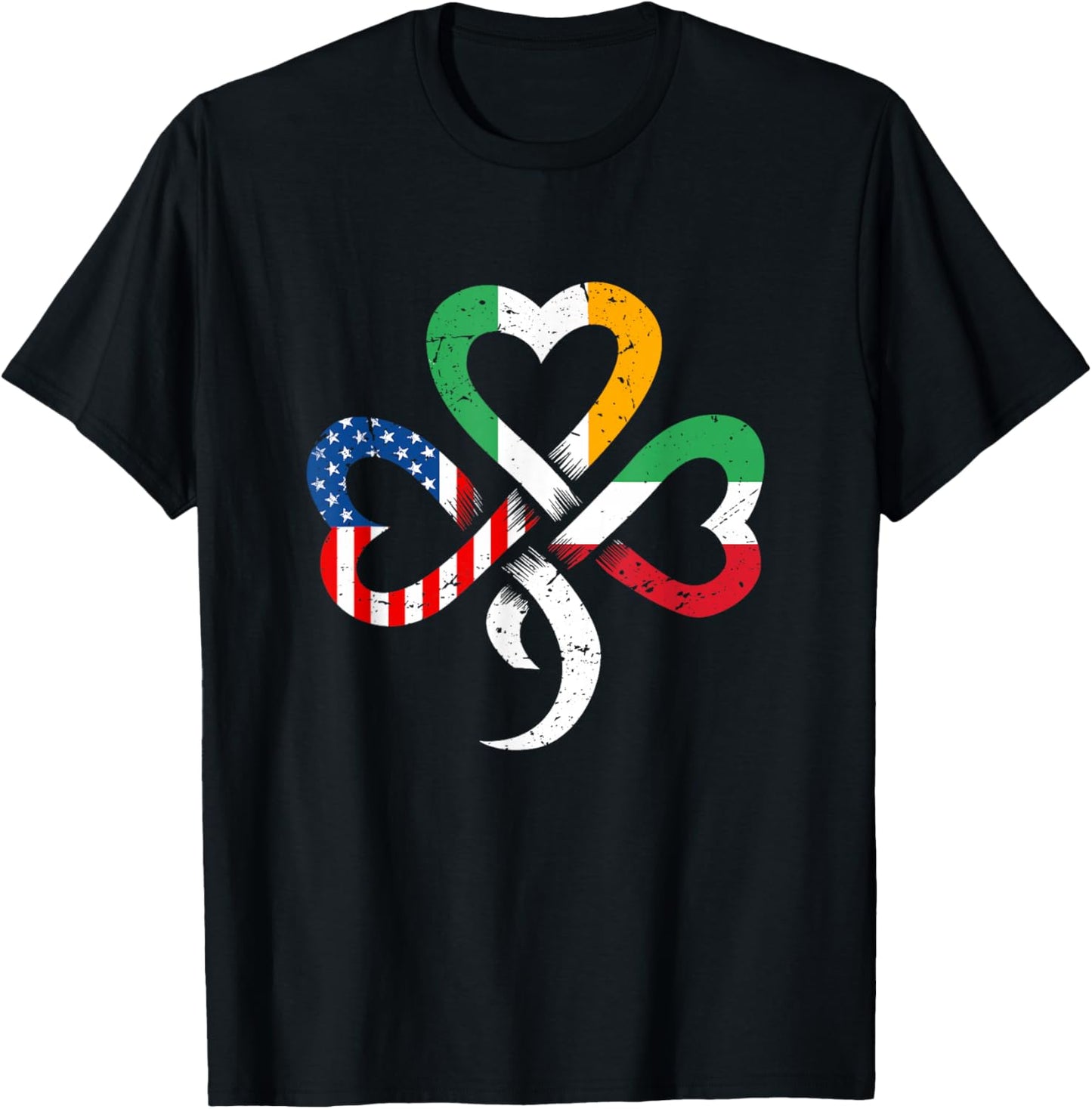 Irish Italian American Flag Ireland Italy Celtic Shamrock T-Shirt - T-Shirt | Black