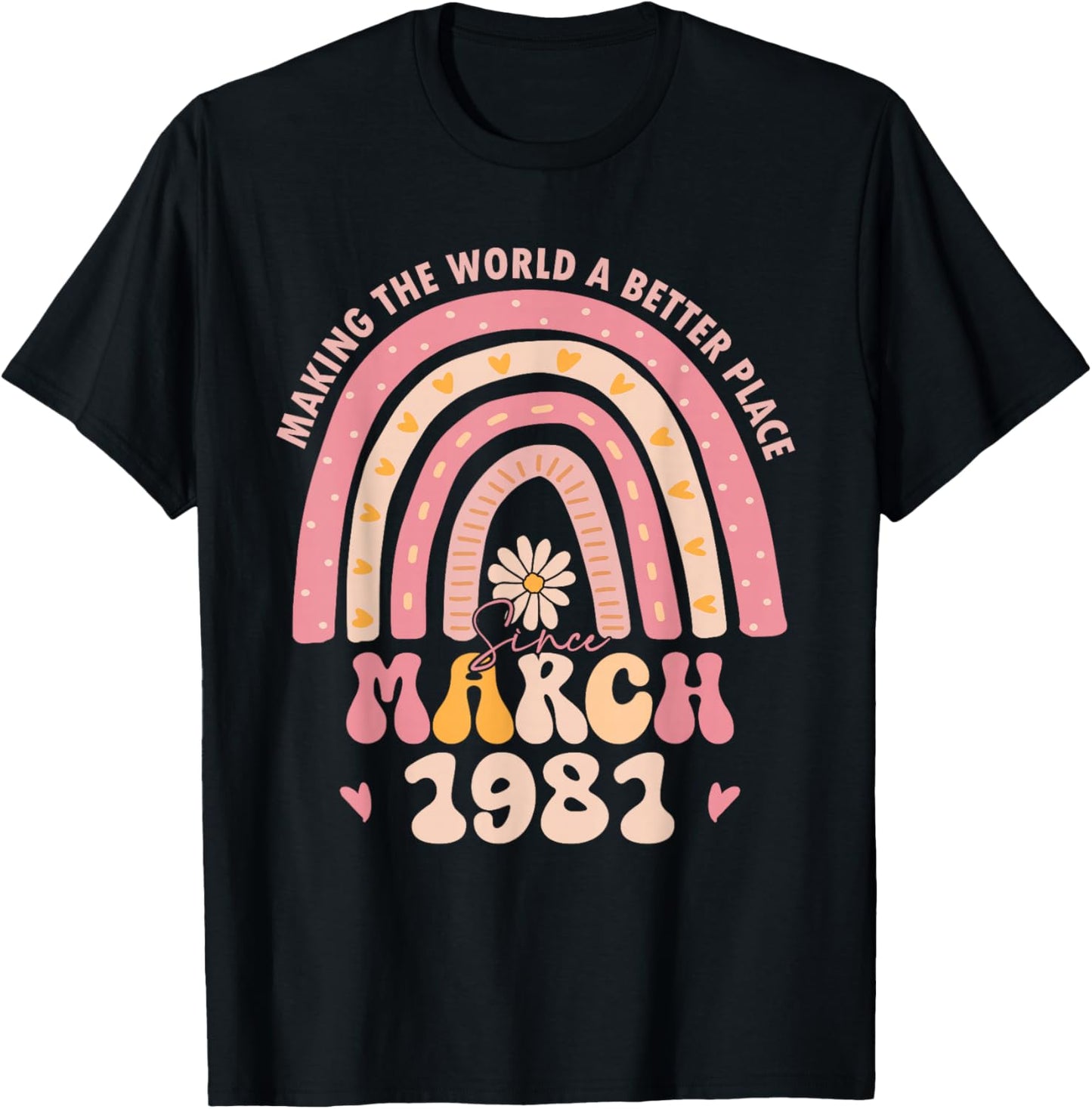 Turning 45 Retro March 1981 45th Birthday for Girl Women T-Shirt - T-Shirt | Black