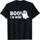 Boo Im Nine Cute 9 Year Old Girl Ghost Halloween Birthday T-Shirt - T-Shirt | Black