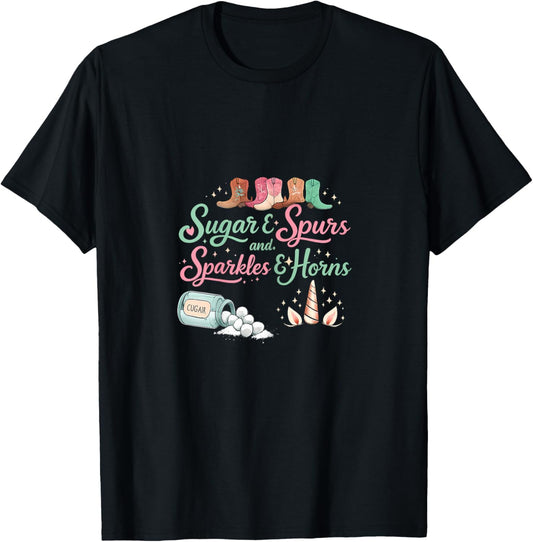 Sugar and Spurs Unicorn Wrangler Western Graphic T-Shirt - T-Shirt | Black