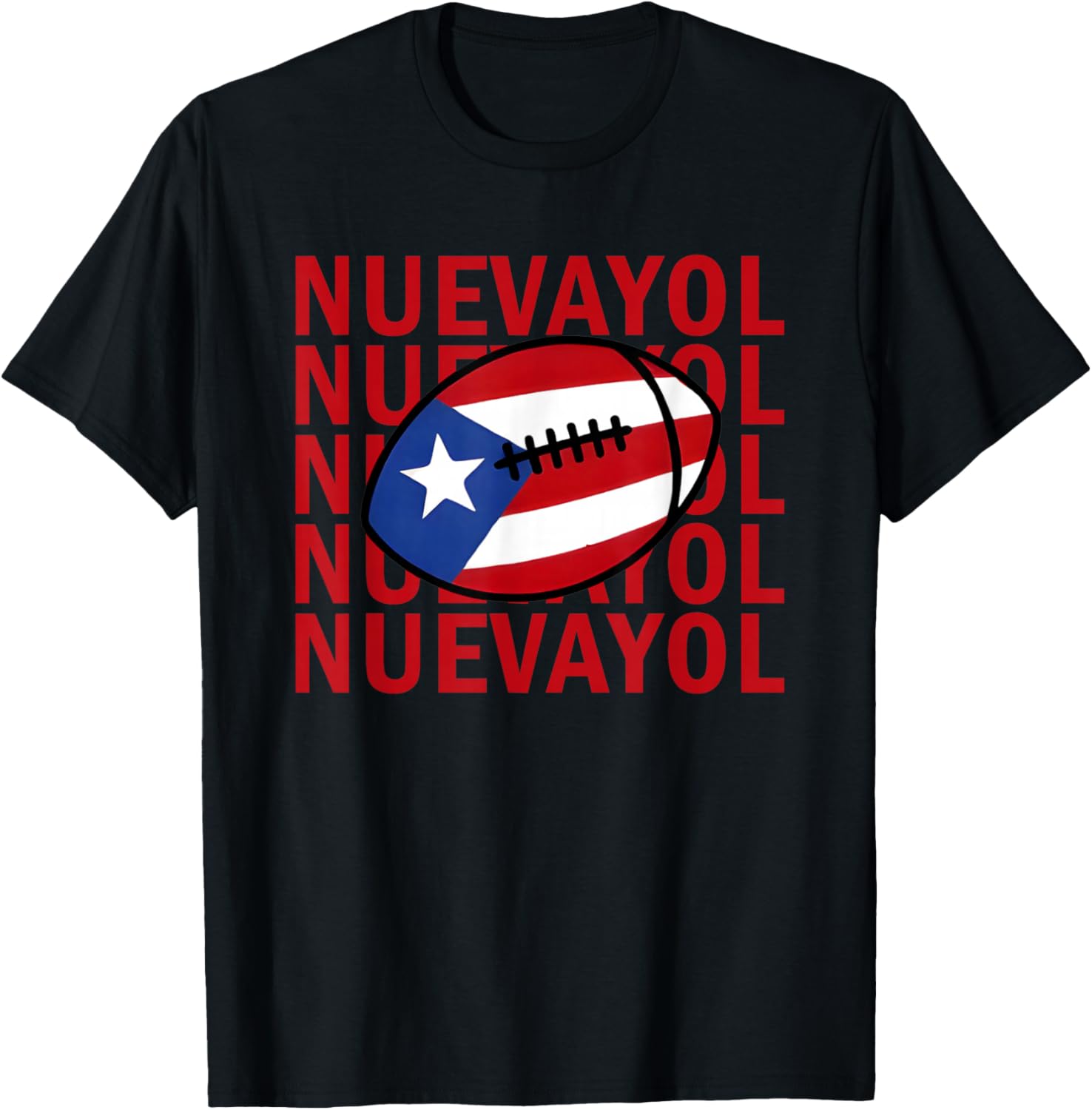 NUEVAYOL Puerto Rican Football Flag Pride Graphic Design T-Shirt - T-Shirt | Black