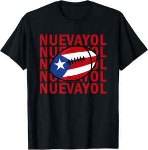 NUEVAYOL Puerto Rican Football Flag Pride Graphic Design T-Shirt - T-Shirt | Black